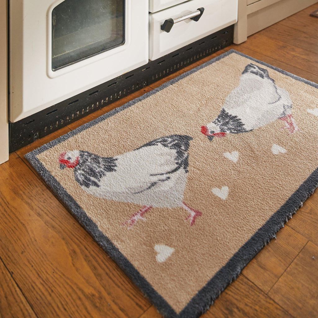 Chicken 1 Beige Washable Doormat 2