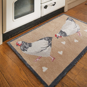 Chicken 1 Beige Washable Doormat 2