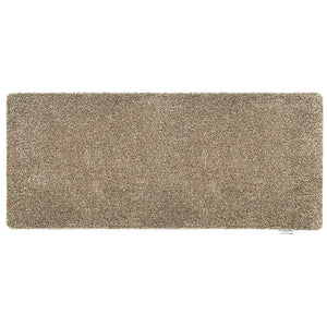 Plain Fleck Linen Washable Runner- a 100% recycled material runner featuring blend of dark brown, light brown, and beige colours.