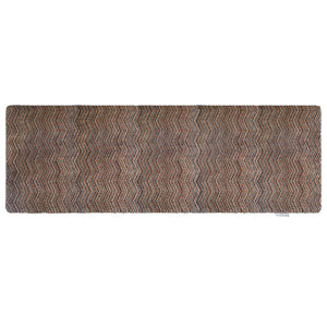 Candy Zig Zag Washable Runner- a 100% recycled material runner featuring a subtle zig-zag pattern in shades of red, beige, and navy, with a touch of white.