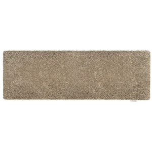 Plain Fleck Linen Washable Runner- a 100% recycled material runner featuring blend of dark brown, light brown, and beige colours.