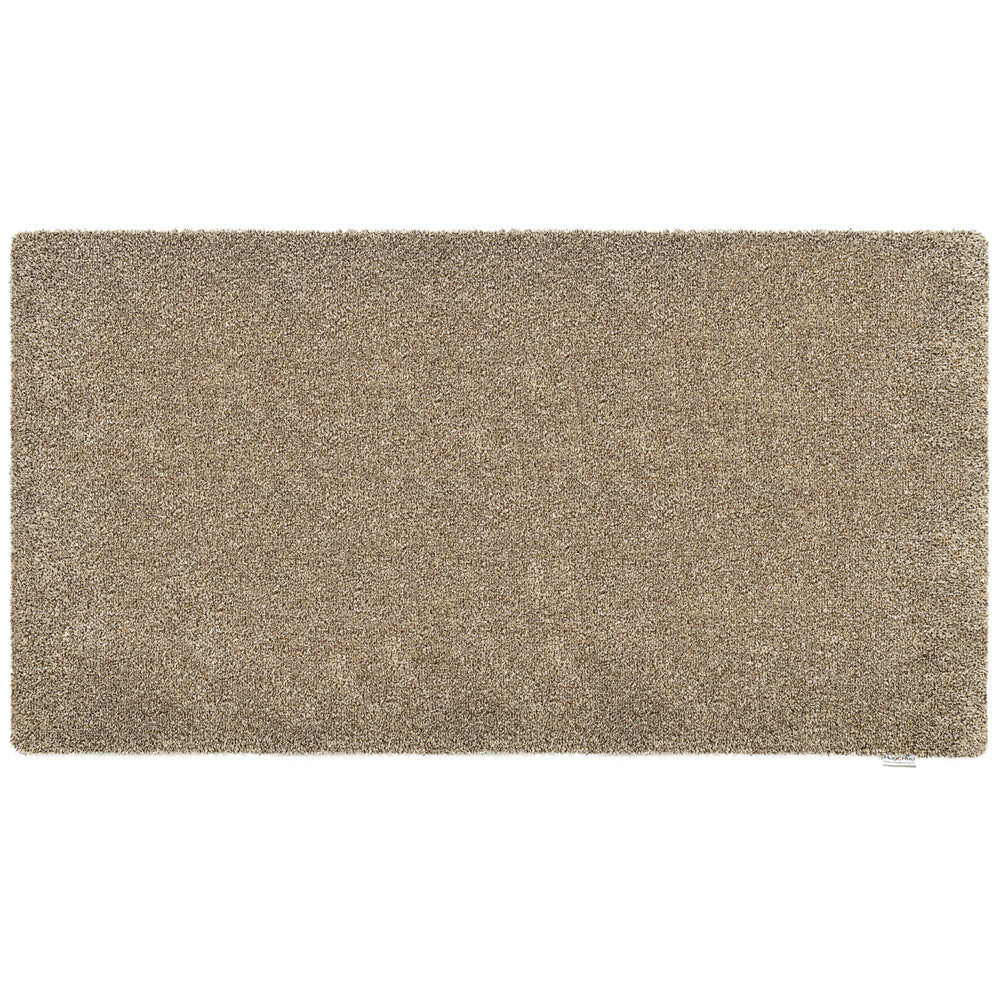 Plain Fleck Linen Washable Runner- a 100% recycled material runner featuring blend of dark brown, light brown, and beige colours.