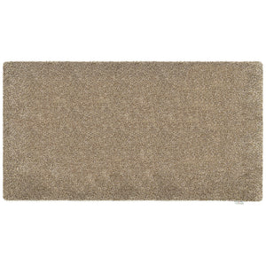Plain Fleck Linen Washable Runner- a 100% recycled material runner featuring blend of dark brown, light brown, and beige colours.