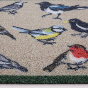 Bird Watcher Outdoor Doormat- 100% recycled nylon outdoor doormat featuring hand-painted birds.
