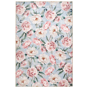 Hug Rug Blue Blooming Peonies Washable Rug