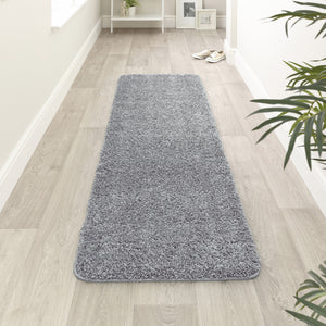My Blue Fleck Rug – a washable rug in lighter and darker shades of silvery blue.