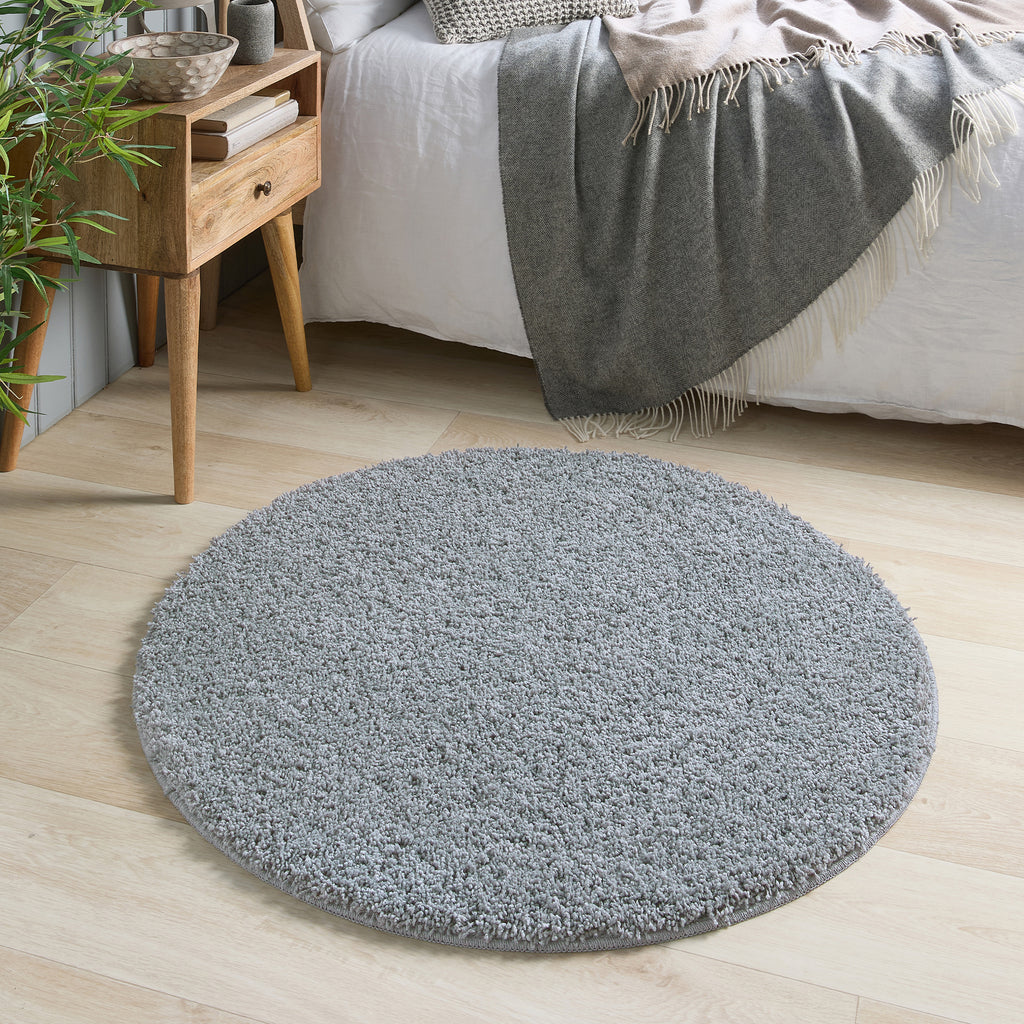 My Blue Fleck Rug – a washable rug in lighter and darker shades of silvery blue.