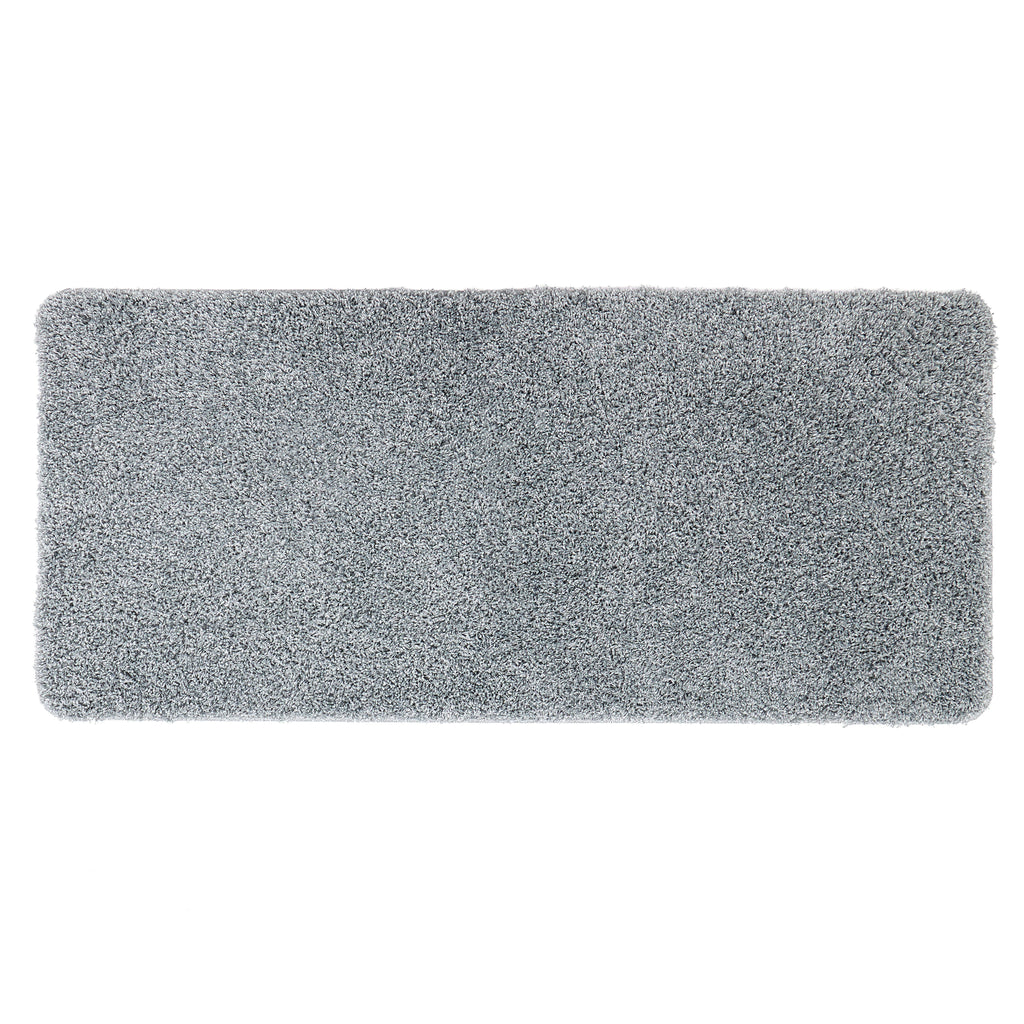 My Blue Fleck Rug – a washable rug in lighter and darker shades of silvery blue.