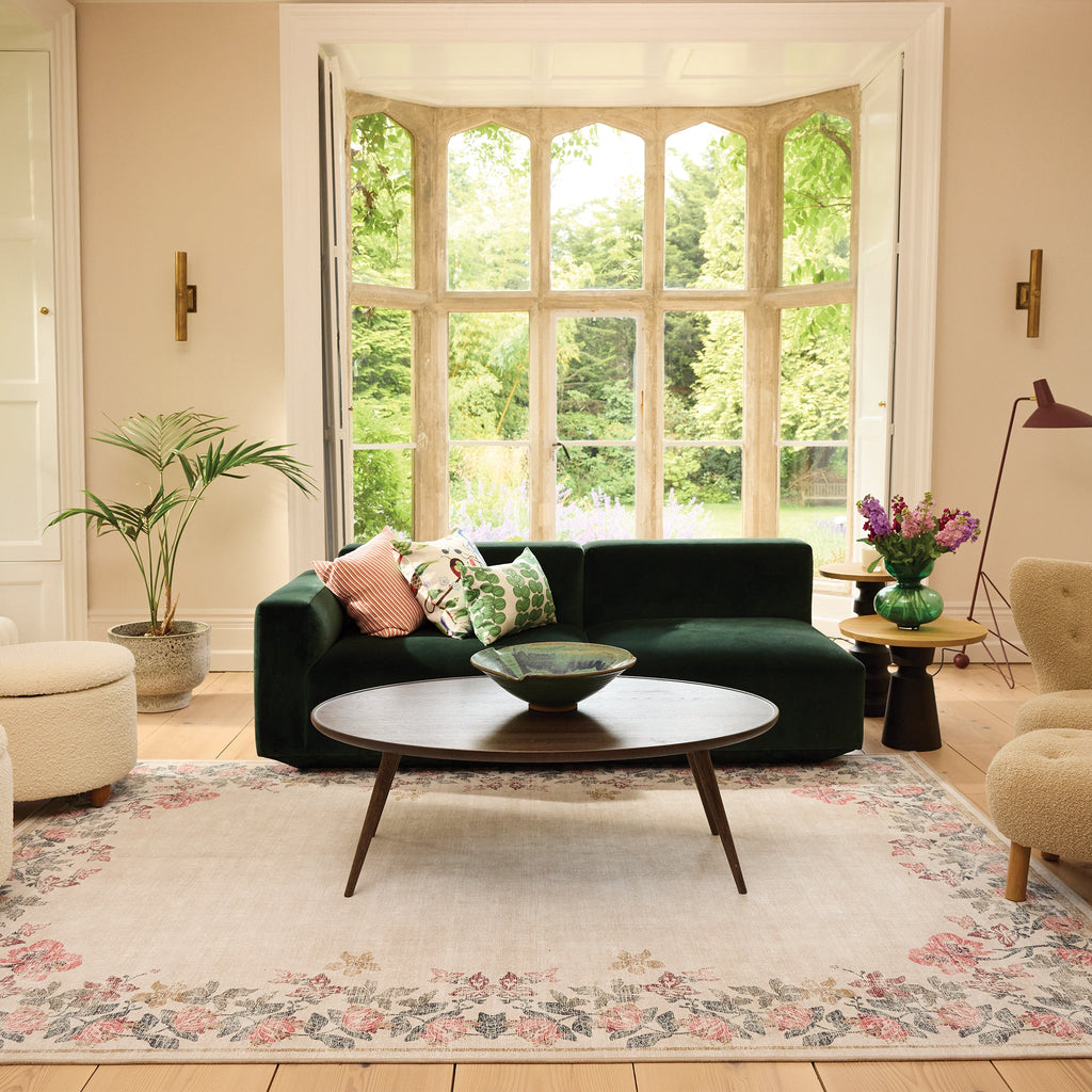 Hug Rug Botanical Border Washable Living Room Rug