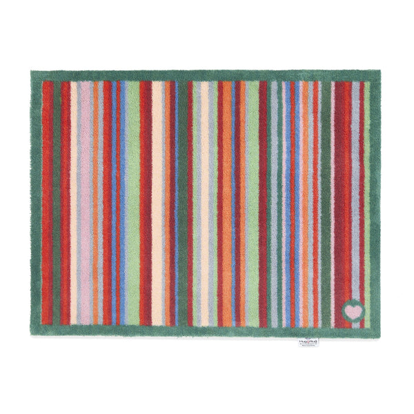 Bright Green Stripe Washable Doormat 1