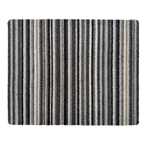 Candy Monochrome doormat- a cotton doormat featuring a striped design  in beige, grey, brown, black, and white.