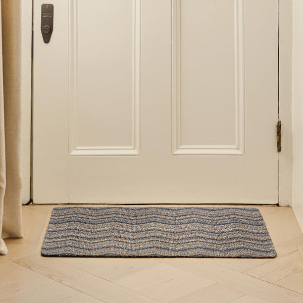 Ribbon Grey Zig Zag Washable Doormat