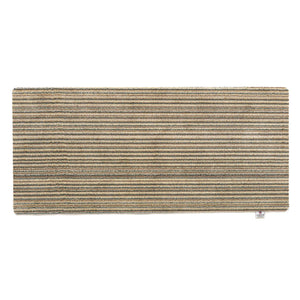 Candy Earth Stripe Washable Runner- a 100% recycled material runner in shades of blue, beige, brown, and light grey.
