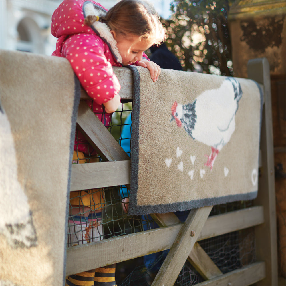 Chicken 1 Beige Washable Doormat 4