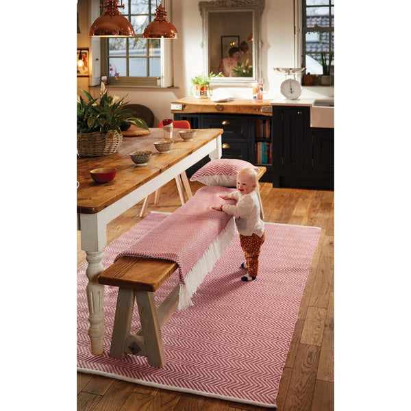 Herringbone Cushion Coral Pink 2