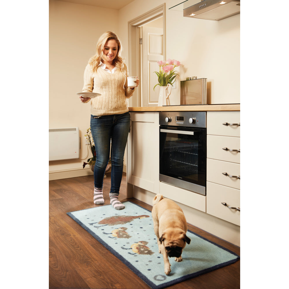 Ducks 1 Blue Cotton Washable Doormat 3