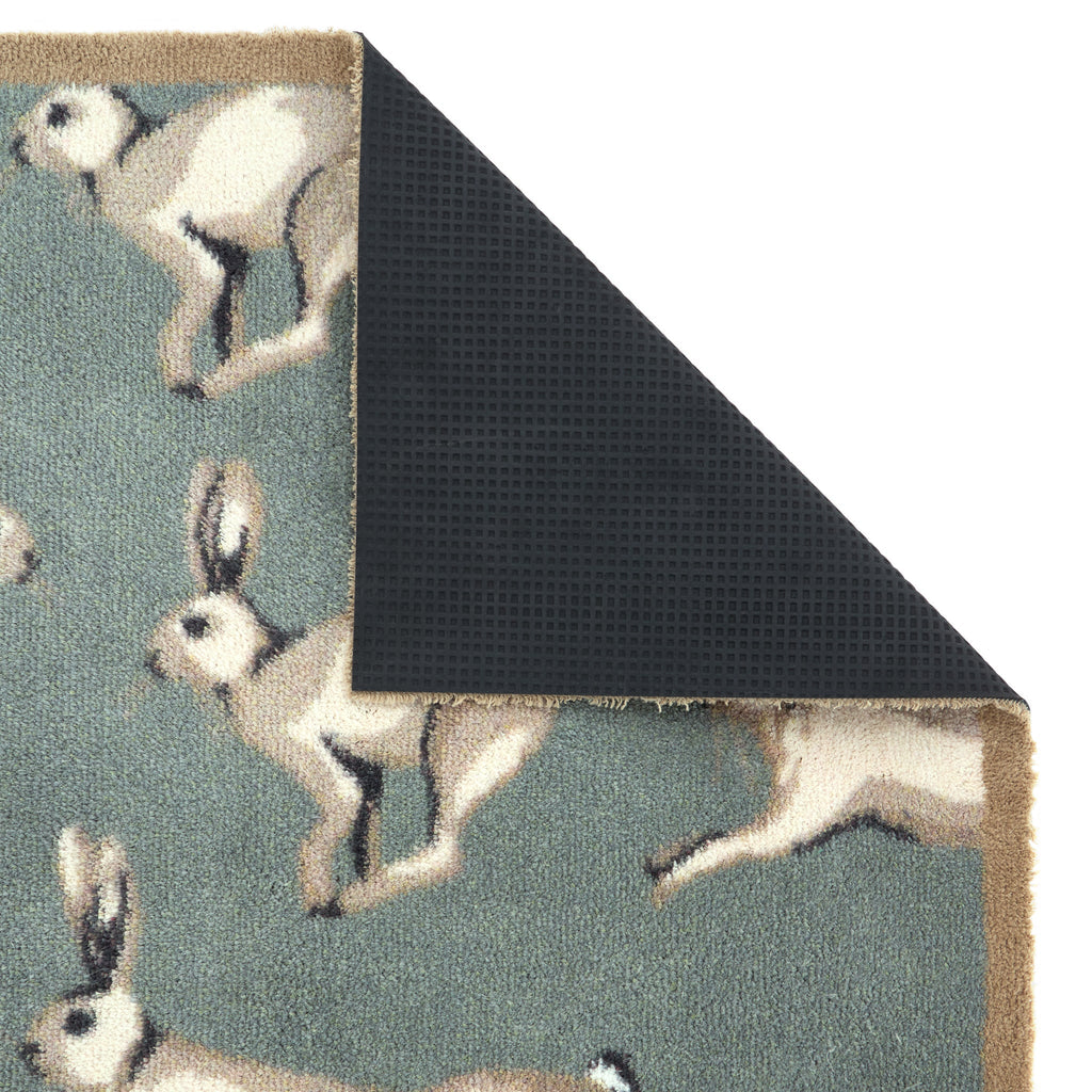 Farmhouse Hares Washable Doormat Corner