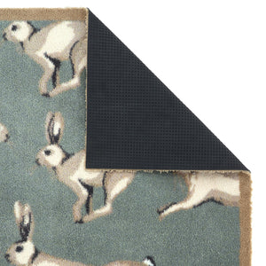 Farmhouse Hares Washable Doormat Corner
