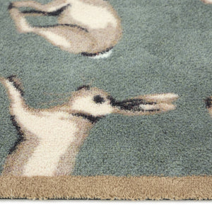 Farmhouse Hares Washable Doormat Pile Height