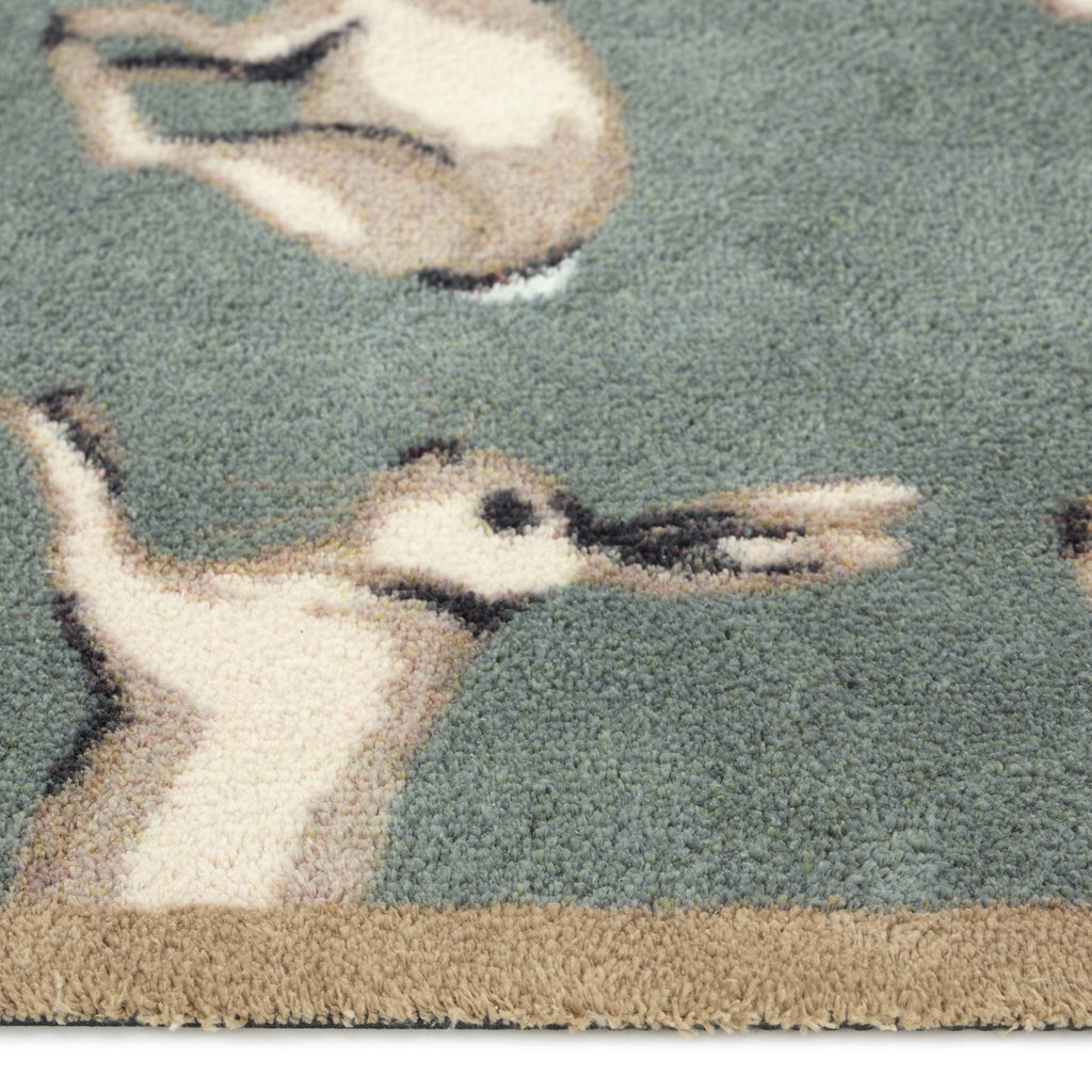 Farmhouse Hares Washable Doormat Pile Height