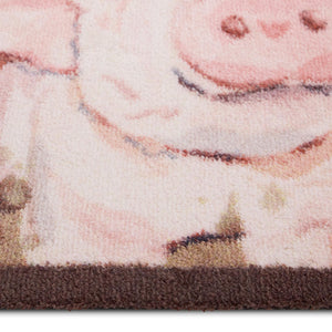 Farmyard Pig Washable Doormat- a cotton washable doormat featuring a pig shaking off mud.