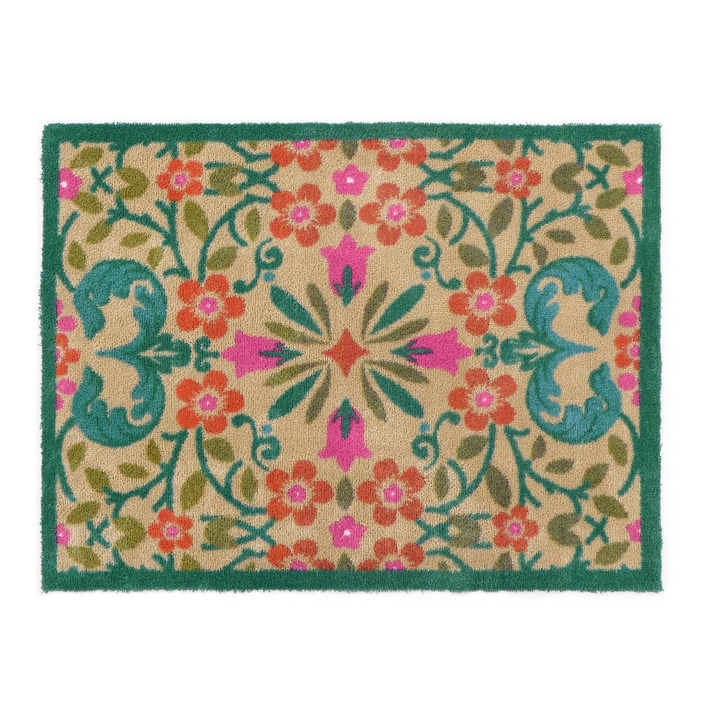Folk Floral Washable Doormat 1