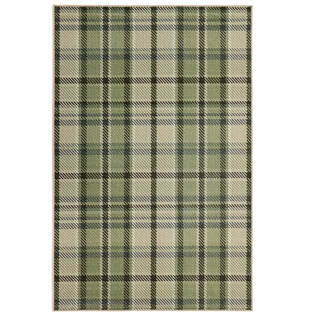 Isla Plaid Green Eco-Washable Rug 1