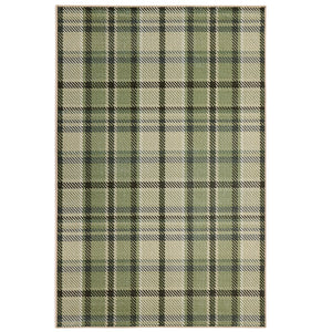 Isla Plaid Green Eco-Washable Rug 1