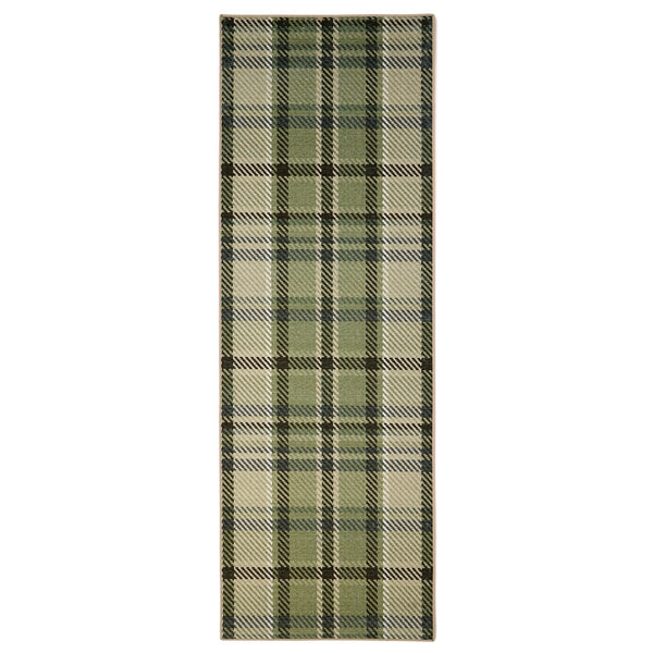Isla Plaid Green Eco-Washable Runner 7