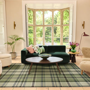 Isla Plaid Green Eco-Washable Rug