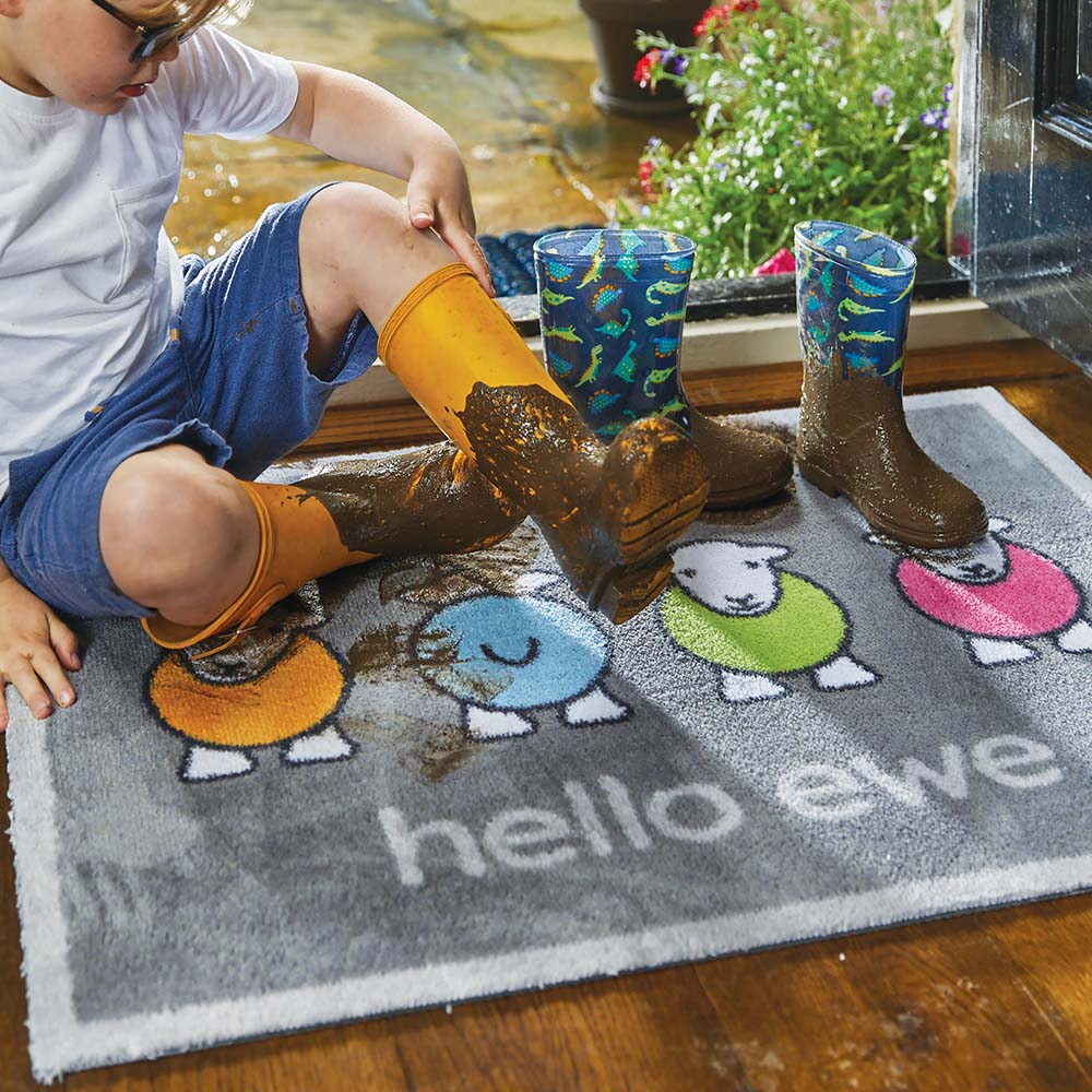 Hello Ewe Herdy Washable Doormat 2