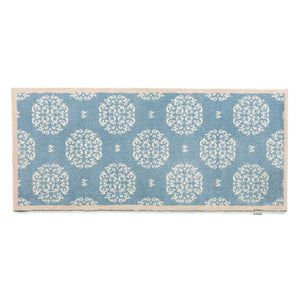 Home 15 Blue Washable Runner in Blue - a 100% recycled cotton runner featuring a delicate white floral pattern.