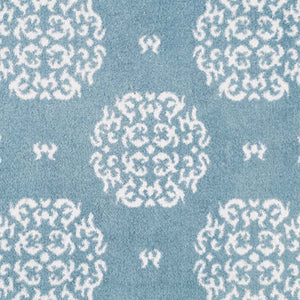 Home 15 Blue Washable Runner in Blue - a 100% recycled cotton runner featuring a delicate white floral pattern.