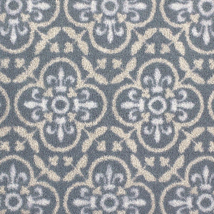 Home 40 Grey Washable Runner in Grey- a 100% recycled cotton runner featuring a heritage-inspired pattern in cream and white.