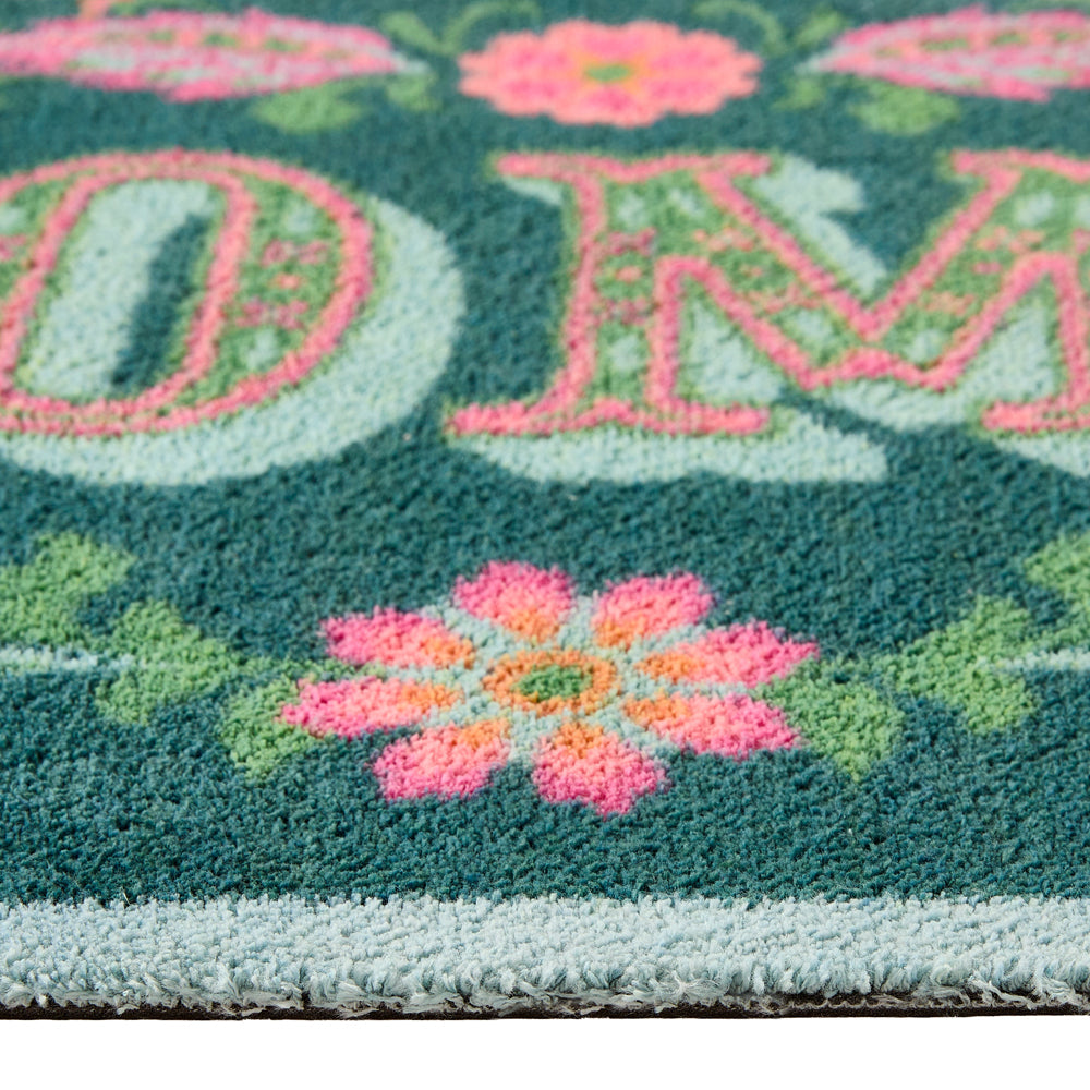 Homefolk Green & Pink Washable Doormat 3