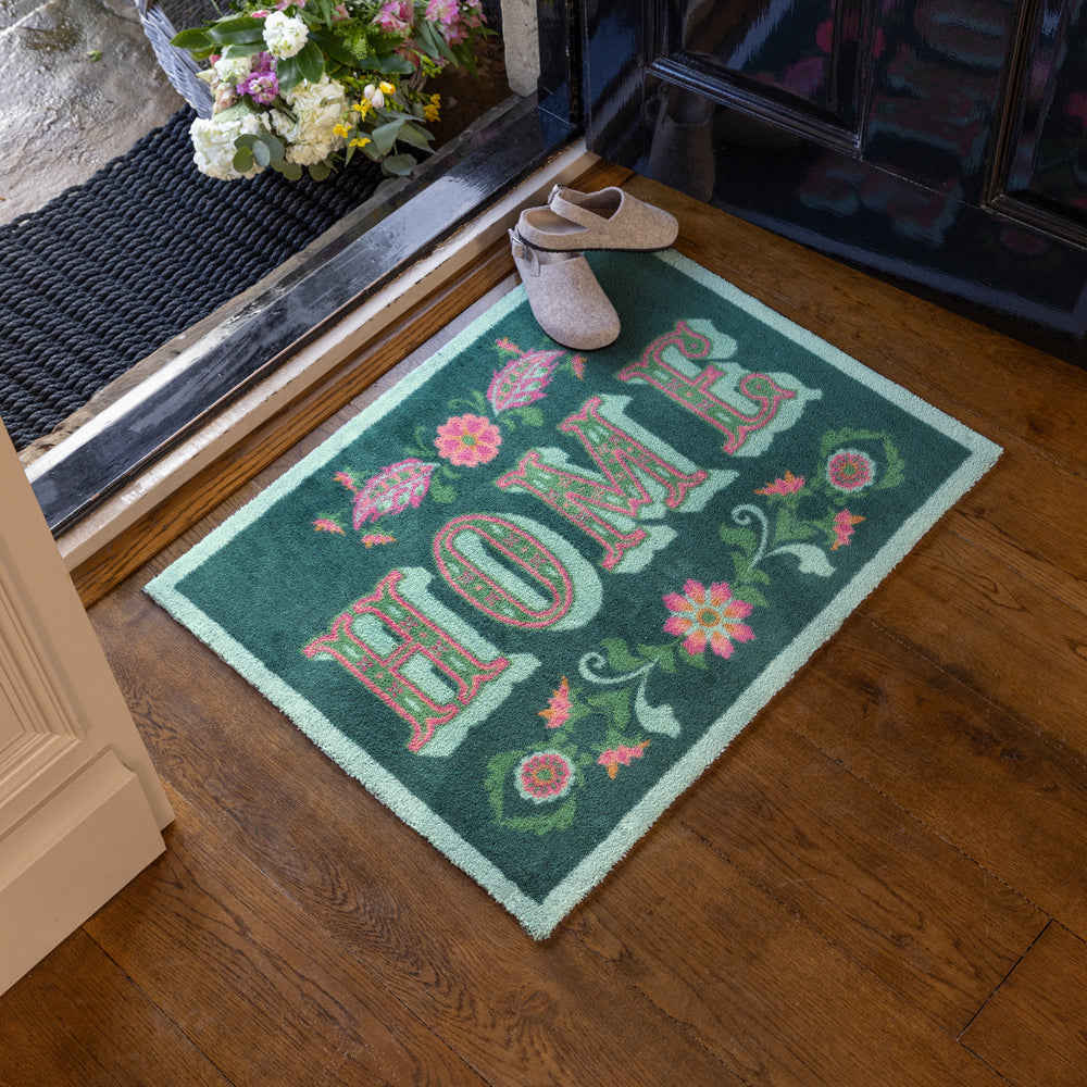 Homefolk Green & Pink Washable Doormat 2