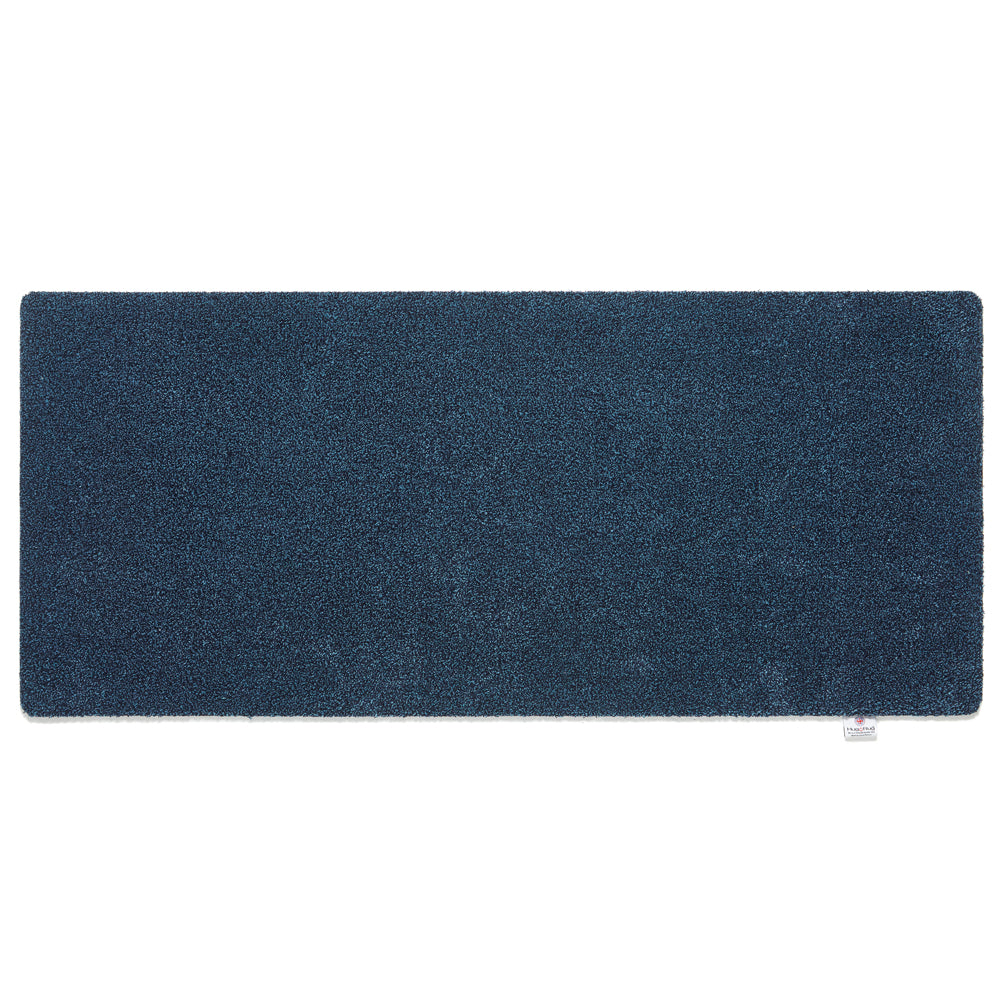 Plain Fleck Indigo Washable Runner- a 100% recycled cotton runner in a solid blue.