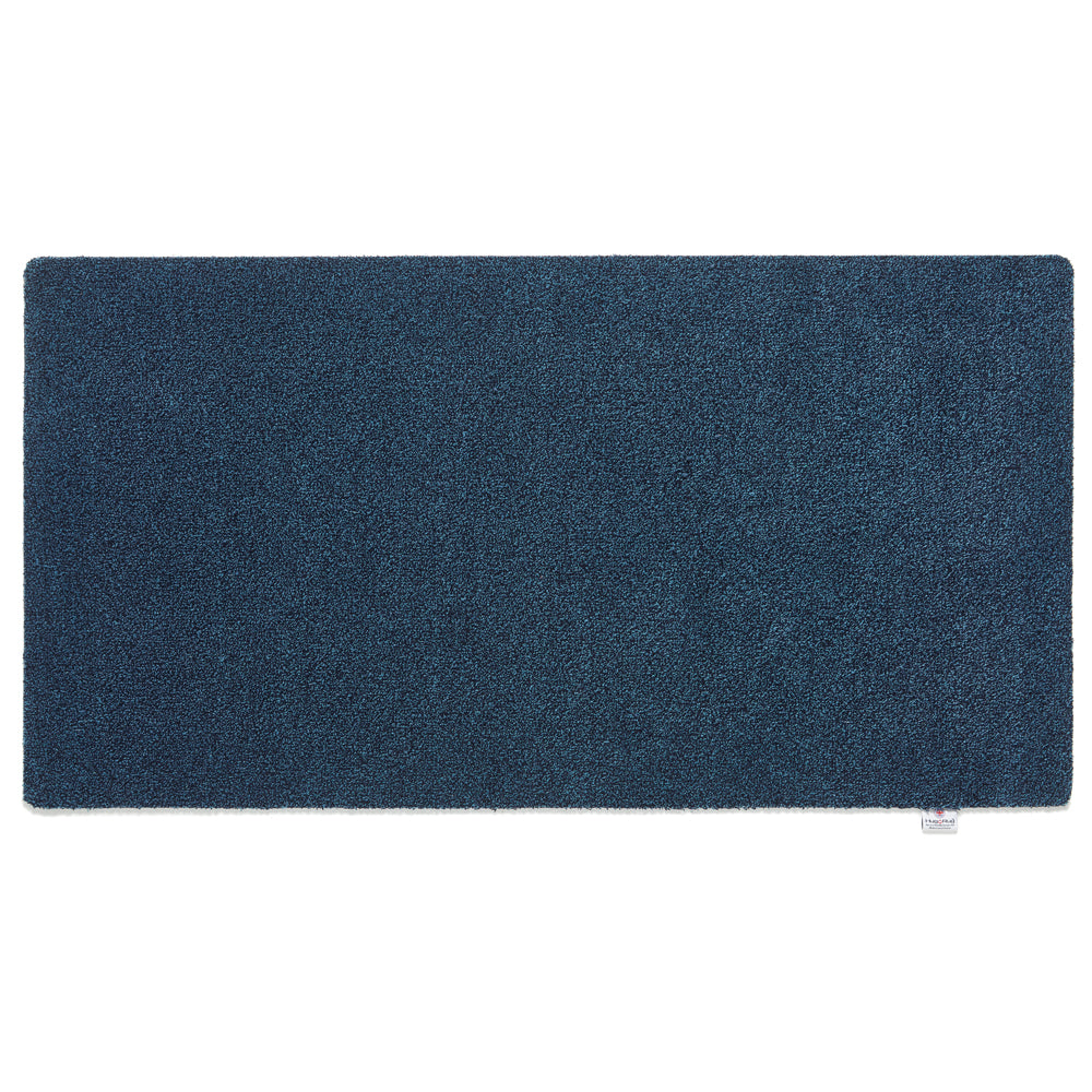Plain Fleck Indigo Washable Runner- a 100% recycled cotton runner in a solid blue.