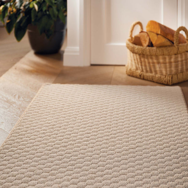 Sculptured Washable Honeycomb Rug Ivory 2