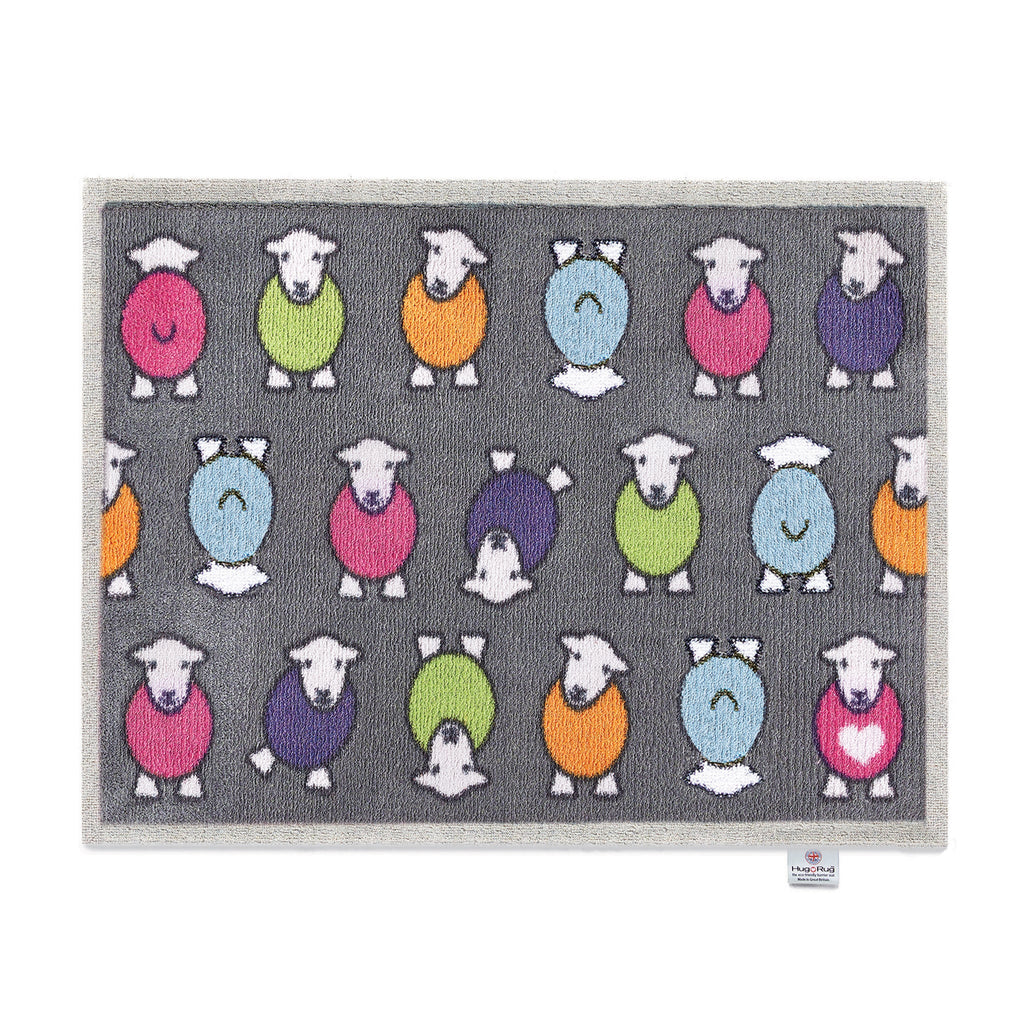 Overhead image of a grey marra Herdy washable doormat from Hug Rug