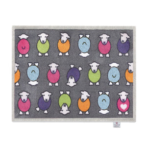 Overhead image of a grey marra Herdy washable doormat from Hug Rug