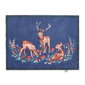 Meadow Deer Blue Washable Doormat 1
