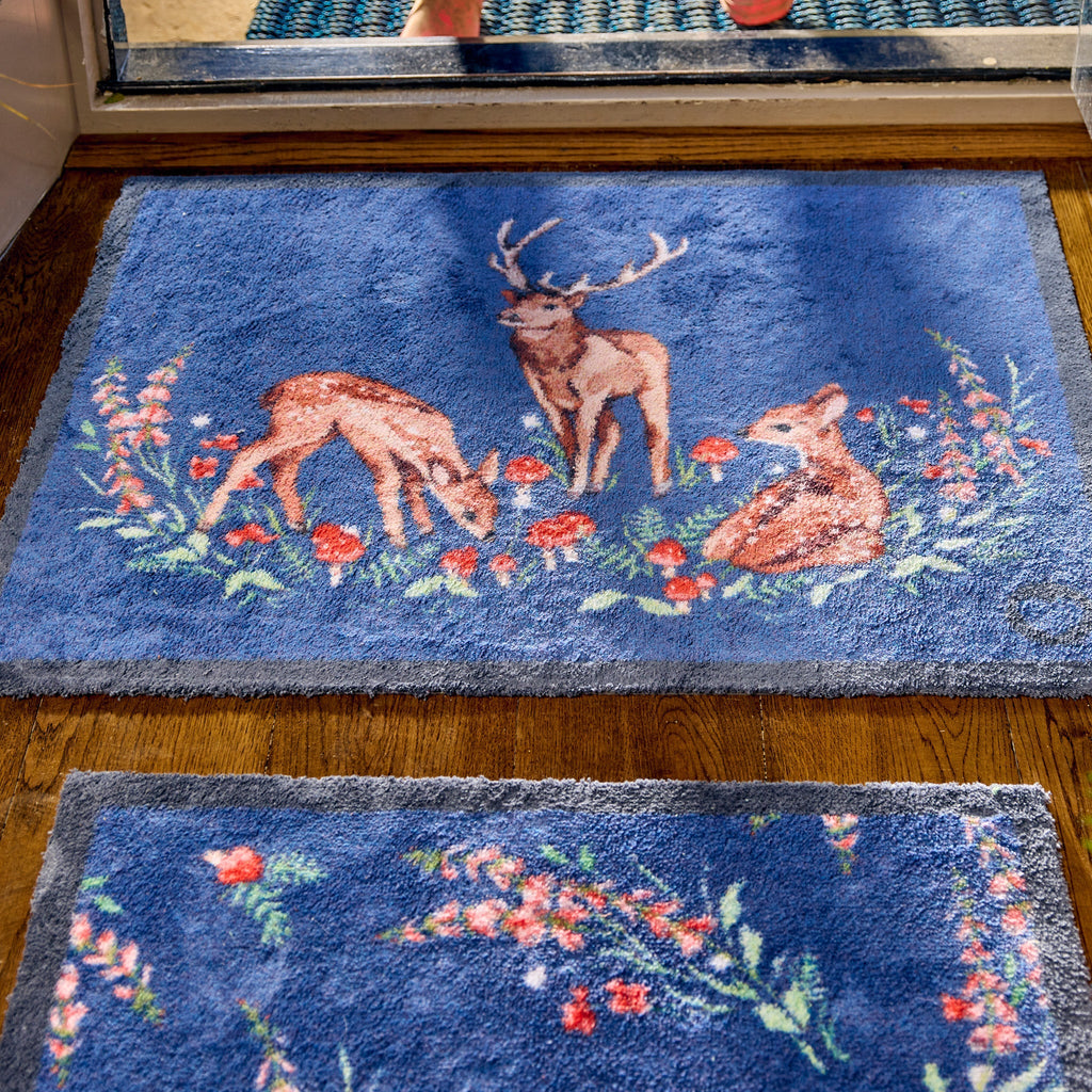 Meadow Deer Blue Washable Doormat 4