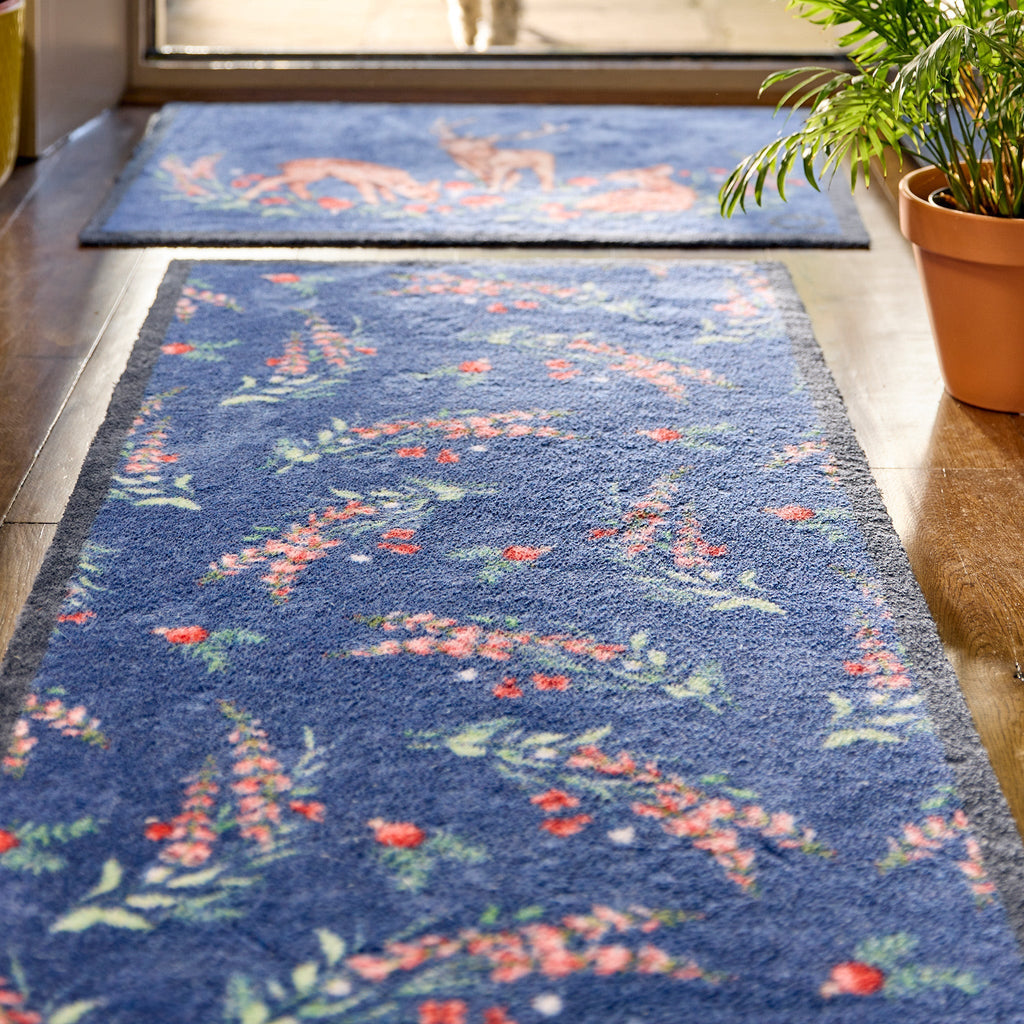 Meadow Deer Blue Washable Doormat 7