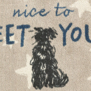 Close up image of the Battersea Meet You washable doormat pattern