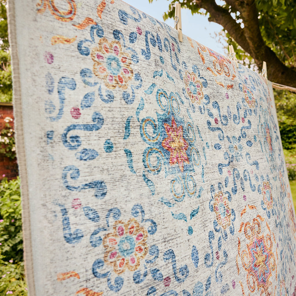 Hug Rug Modern Damask Washable Rug Pattern Close Up