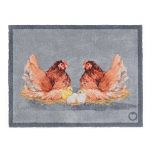 Mother Hens Blue Washable Doormat 1