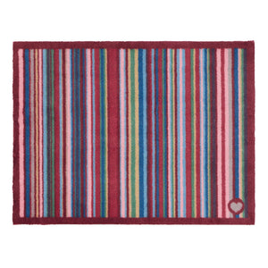 Multi Stripe Red Washable Doormat- a 100% wool cotton doormat with multicoloured stripes.