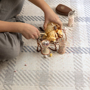 Hug Rug Neutral Isla Plaid Machine Washable Rug