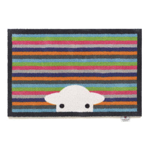 Overhead image of a Peep Stripe Herdy washable doormat from Hug Rug